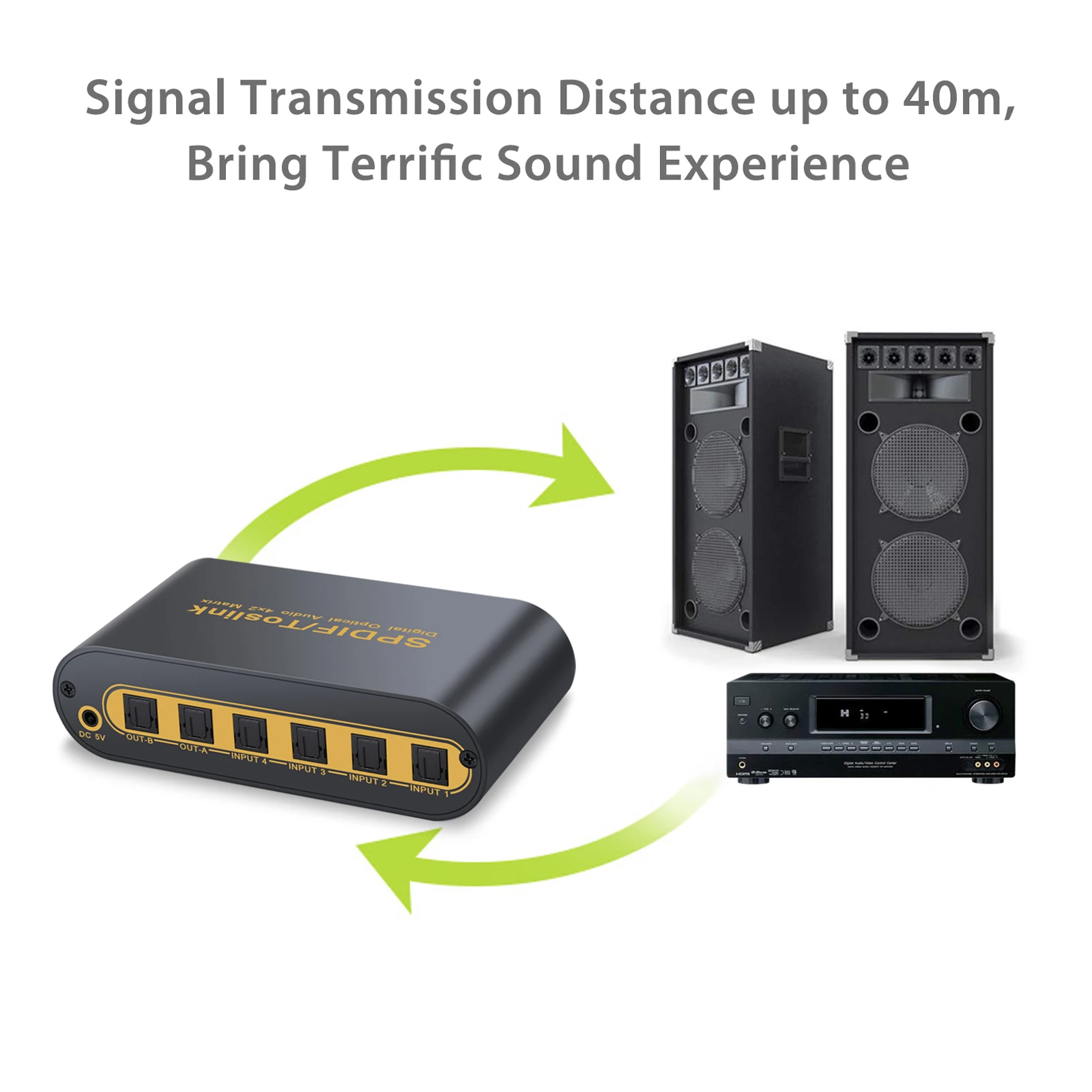 Цифровой аудиопреобразователь proзор SPDIF/TOSLINK 4x2 аудиопереключатель сплиттер +