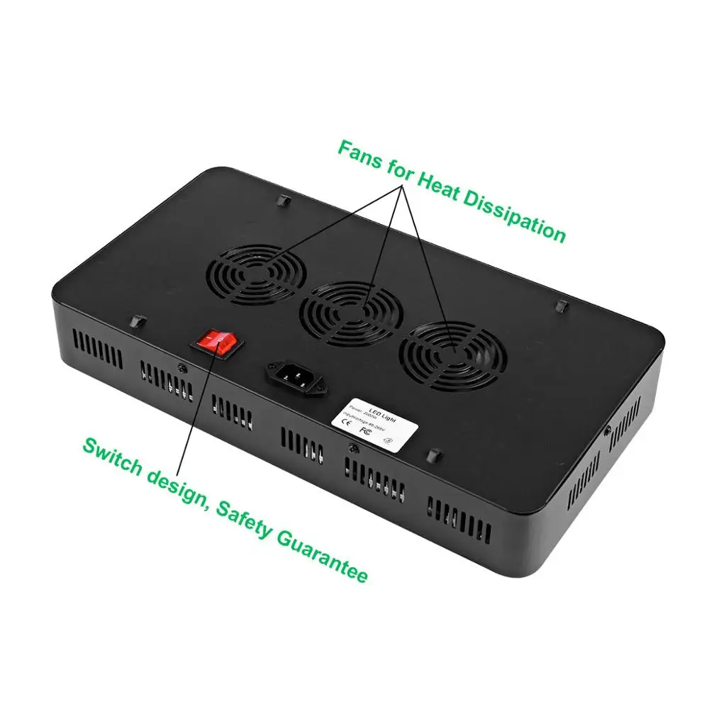 2000W Hydroponics Growing Lamps 380~850nm Full Spectrum LED Grow Light with Red UV IR for Indoor Herbs and Plants Veg/Flowering