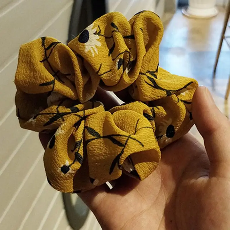 Women Hair Scrunchies Floral Daisy Solid Color Hair Ring For Women Hair Accessory Fashion Casual Colorful Ponytail Holder Rope