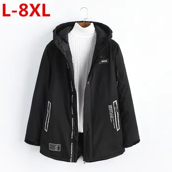 

New Plus Sizse L-8xl Men Winter Casual New Hooded Thick Padded Jacket Zipper Slim Long Section Men Coats Men Parka Outwear Warm