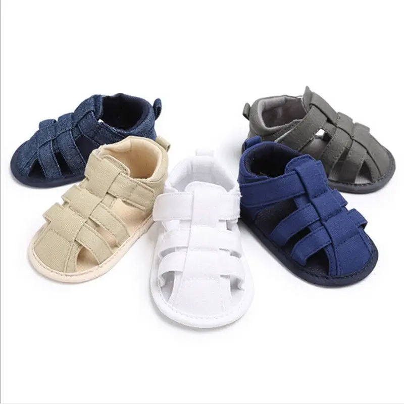 

Summer Newborn Kids Baby Sandals Cute Infant Boys Canvas Soft Sole Crib Clogs Sneakers Little Baby Hollow Out Sandals Shoes
