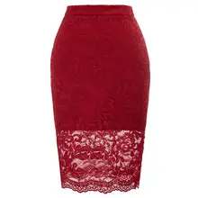 GK Женская Цветочная кружевная юбка-карандаш с разрезом на бедрах