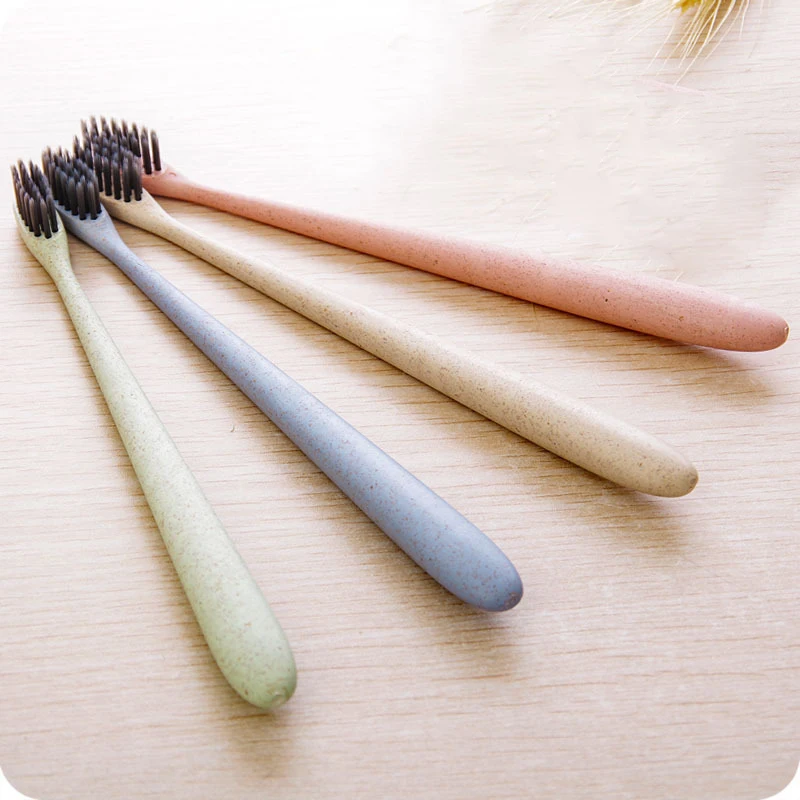 2018 Portable Travel Toothbrush Bamboo Charcoal Toothbrush Tongue Cleaner For Kids And Adults Wheat Straw Handle Soft