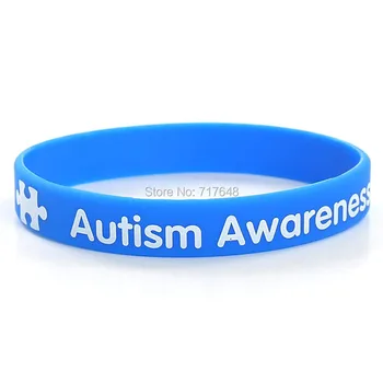 

100pcs Autism Awareness Blue wristband silicone bracelets free shipping by ePacket A