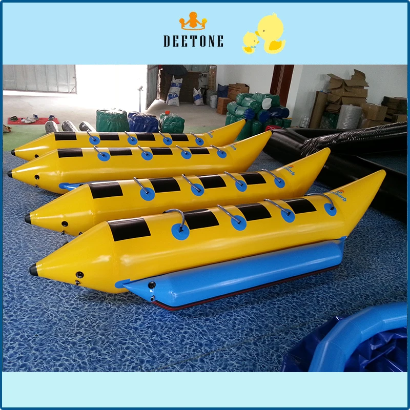 

Double row 8 person seat PVC inflatable banana boat water drag game free distribution inflatable pump