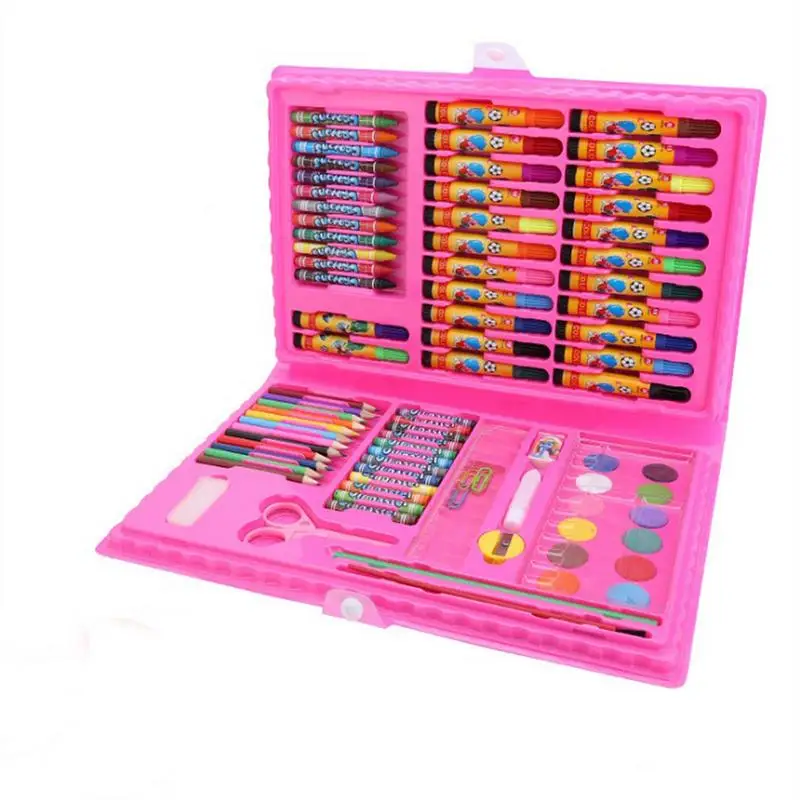 Günstig 86 stücke Set kinder Malerei Geschenke Student Schreibwaren Box Kunst Lernen Aquarell Stift Pinsel Schreibwaren Set Pädagogisches Spielzeug