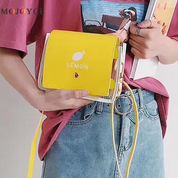 

Fashion Women Fruit Print Clear PVC Small Square Shoulder Bag Transparent PVC Cute Crossbody Bags for Women