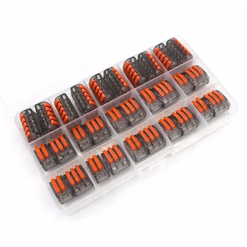 

30PCS/Box Wago Type Mini Fast Wire Connectors Cage Spring Universal Compact Wiring Conductor Terminal Block For Line Connector