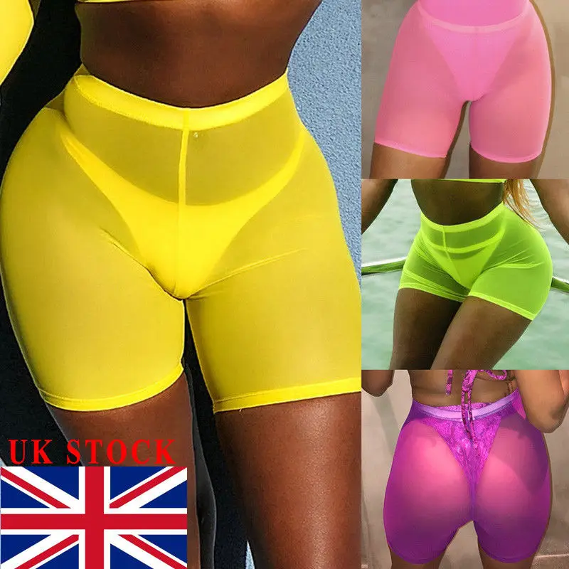 

2019 Summer Sexy Ladies Mesh Shorts Casual High Waist Shorts Beach Short Trousers Female Skinny See-through Beachwear Shorts