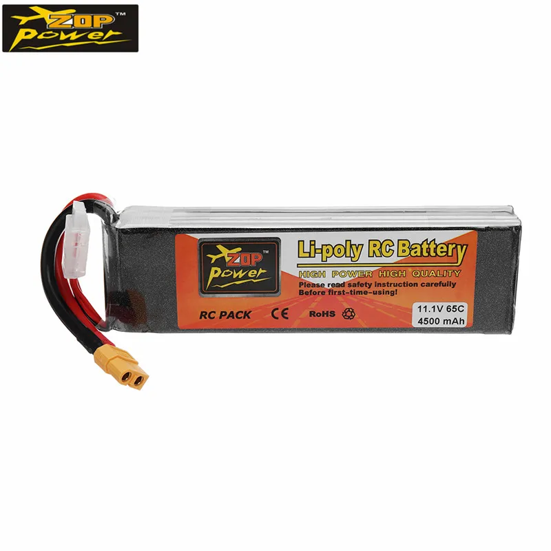 

ZOP POWER 11.1V 4500mAh 65C 3S Rechargeable Lipo Battery With XT60 Plug For RC Models DIY Electric Replacement Spare Parts