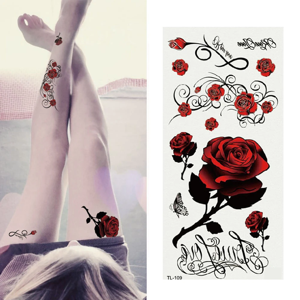 1x розы цветок временные татуировки наклейки боди-арт 3D Роза татуировки водонепроницаемый горячий