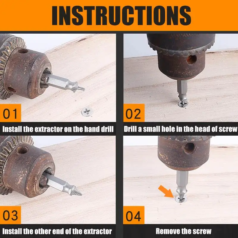 4 шт. Прочный Золотой поврежденный Винт экстрактор сверла руководство набор сломанной скорости легко из Болтовая шпилька в полоску инструмент для удаления винтов