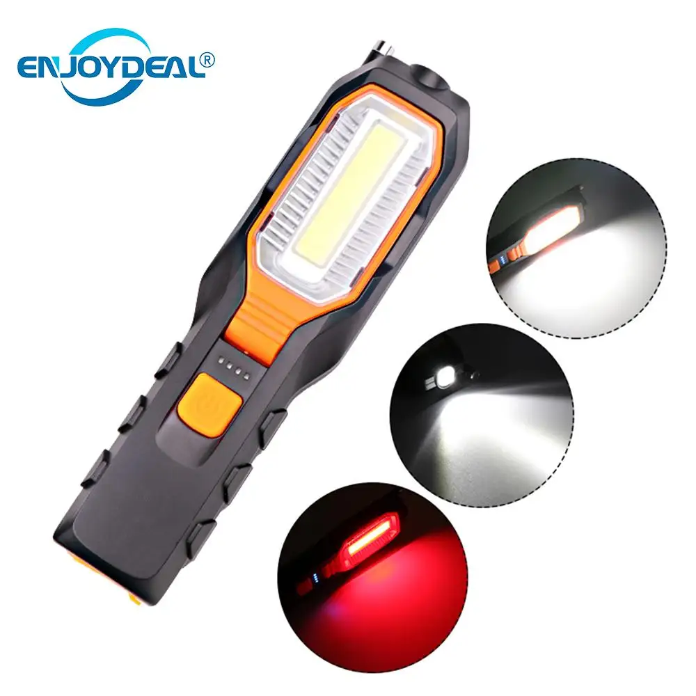 

Enjoydeal USB Rechargeable Worklight Magnetic COB LED Portable Hook 4Modes Inspection Lamp Flexible for Emergency work