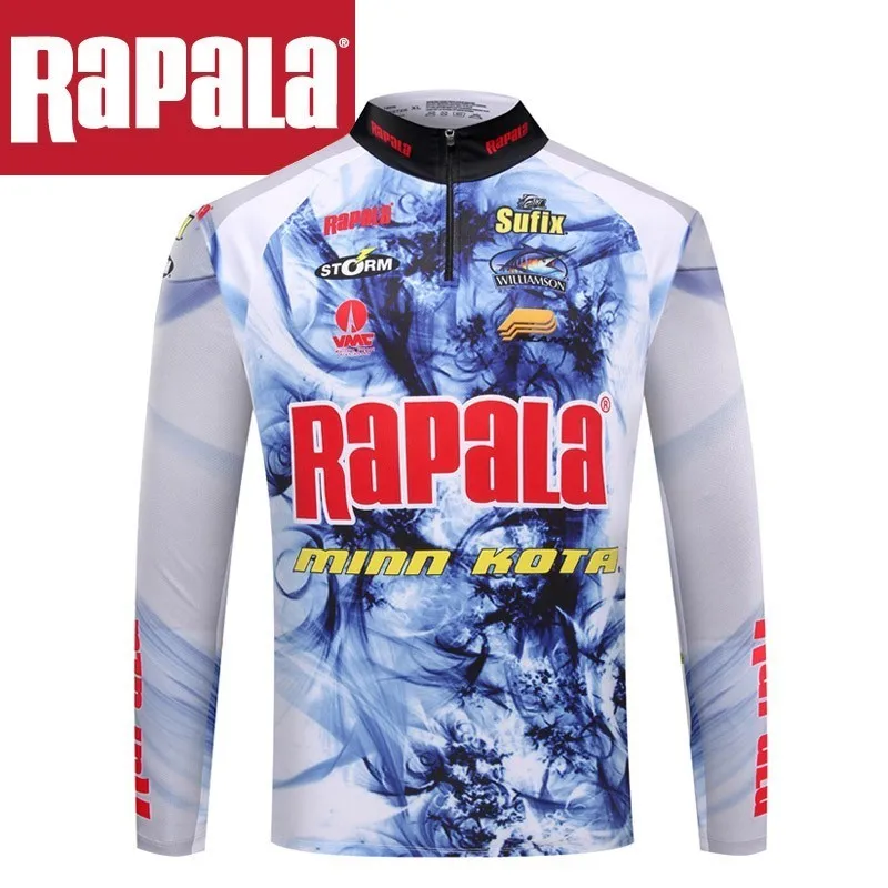 Rapala Men’s Shirt SPF 50 Hooded White Long Sleeve fishing sun New