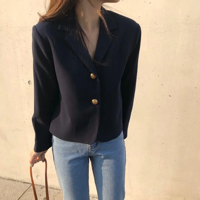 High Quality Spring Autumn Long Sleeve Slim Blazers Women Single Breasted Thin Outwear Notched Casual Solid Short Coats