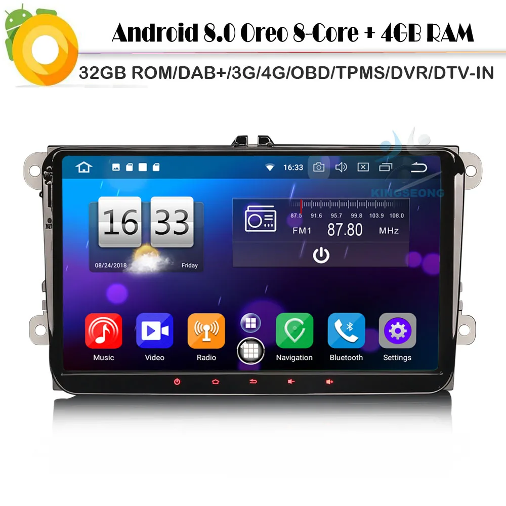 Восьмиядерный 9 &quotAndroid 8 0 Авторадио DAB + Автомагнитола Sat Nav для VW PASSAT GOLF 5 6 Polo Jetta WiFi