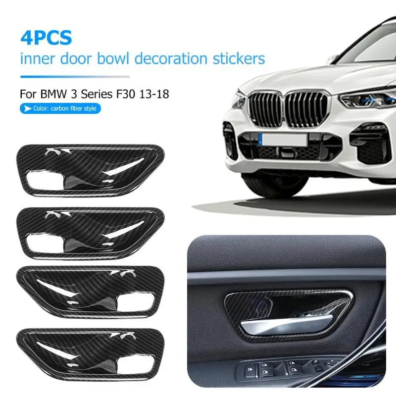 

4pcs Carbon Fiber Style Car Interior Door Handle Bowl Decoration Cover Trim for BMW 3 Series F30 2013-2018