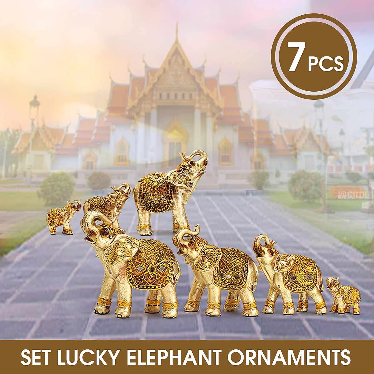 

Mini Set Feng Shui Elegant Elephant Trunk Statue Lucky Wealth Figurine Crafts Ornaments Gift for Home Office Desktop Decoration