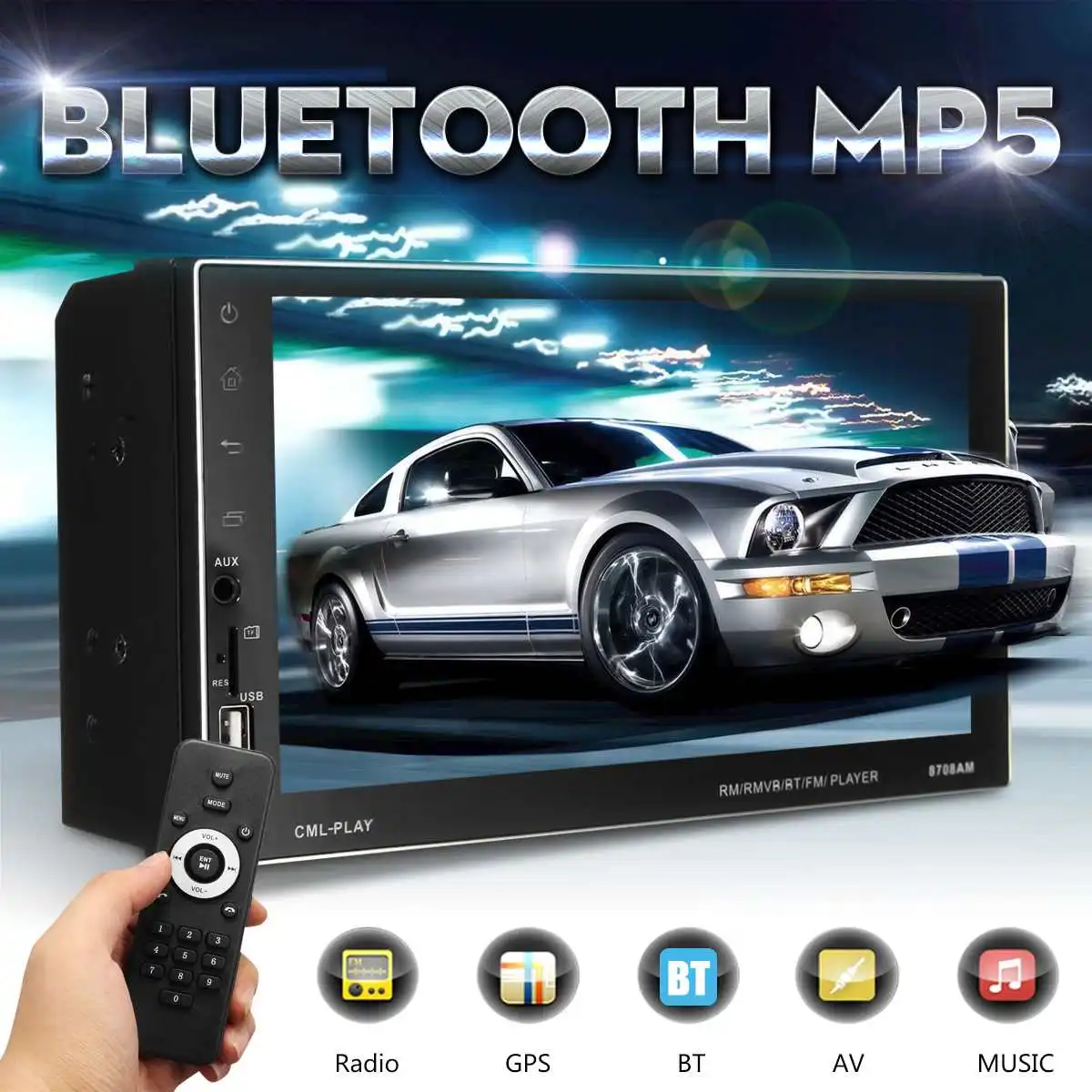 

7 Inch Car Radio Multimedia Video Player Dual Spindle HD Touchs MP5 bluetooth Handsfree GPS DVD Navigation Players w/Rear Camera