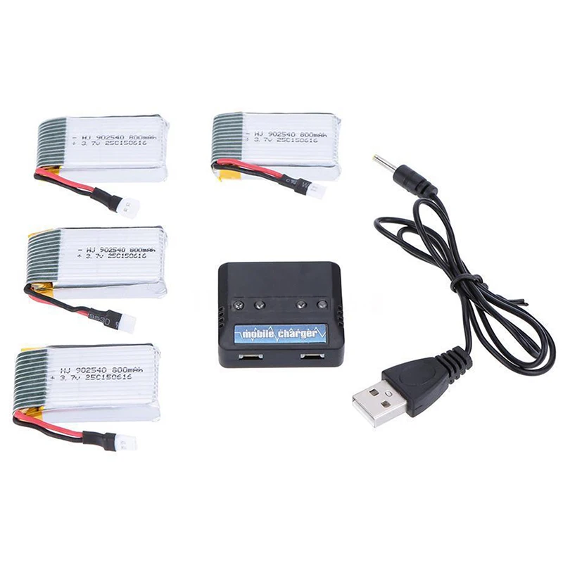 High Quality RC Plane 4-port Charger for Syma X5C +3.7V 800mAh 25C battery 