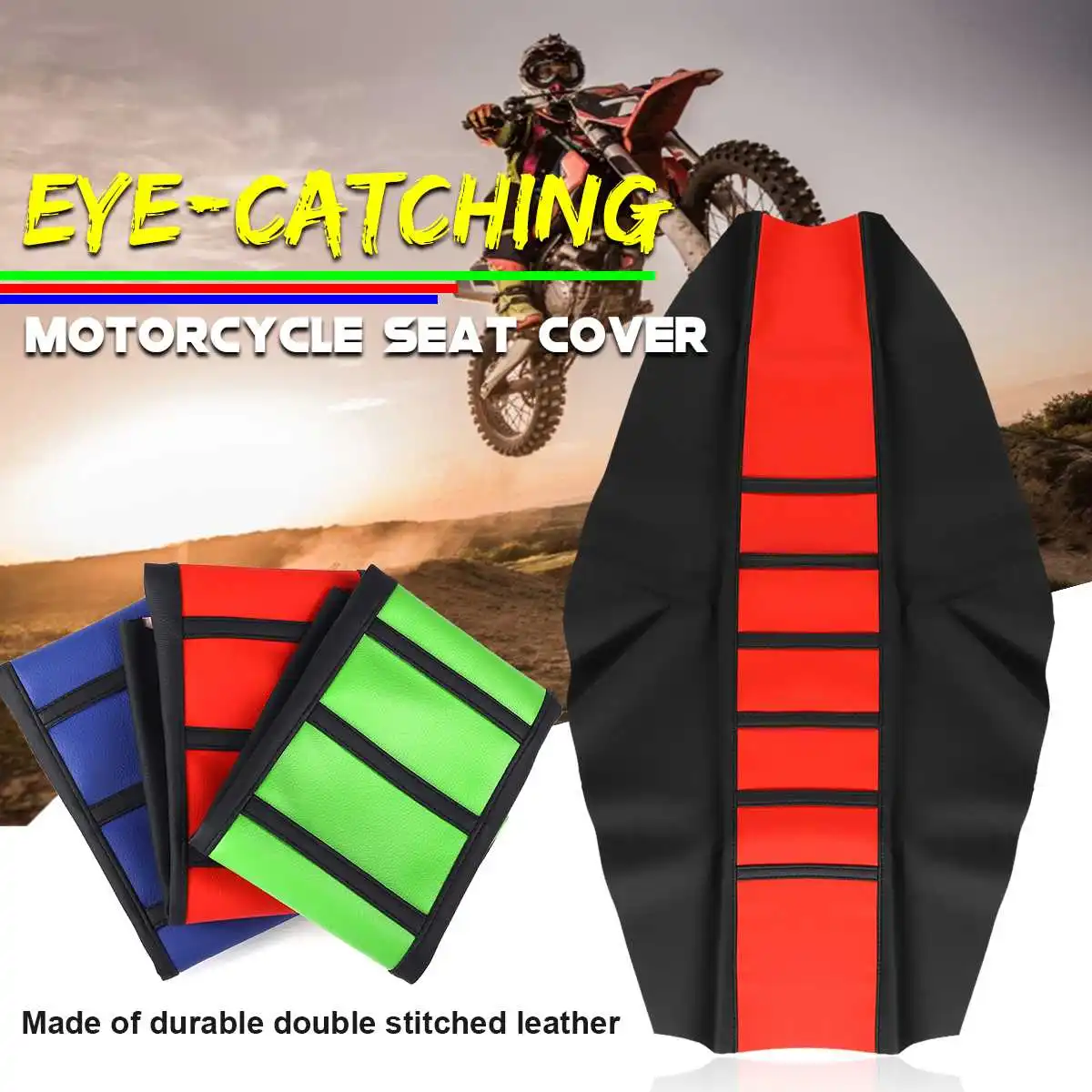 Motorcycles Seat Cover Dirt Bike Off road Gripper Soft Leather Striped