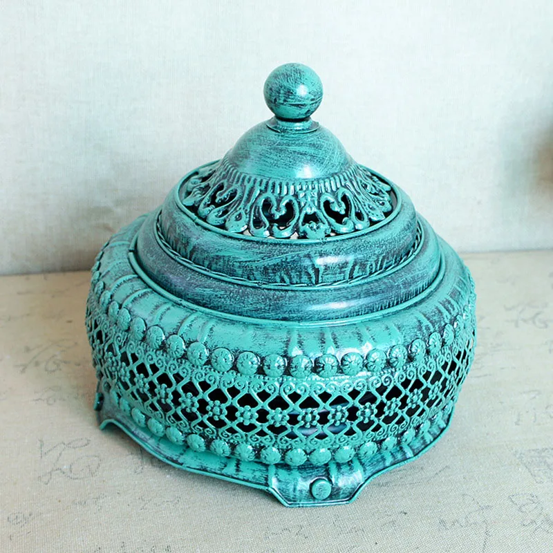 

Incense Burner Shaped Retro Metal Jewelry Storage Box Case Craft Beads Organizer