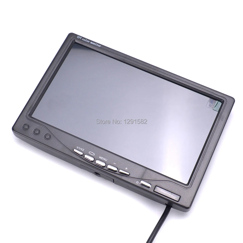 Vue de face du moniteur FPV 7 pouces 1024x600 avec ses boutons de contrôle, sans reflet bleu