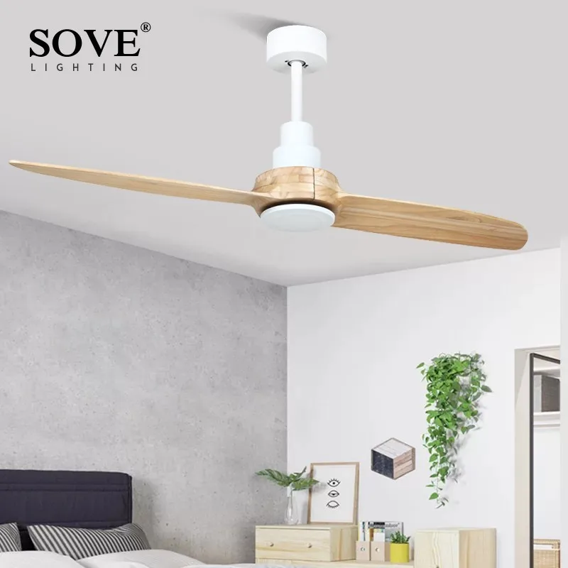 Sove 52 Inch Modern Wooden Ceiling Fan Without Light Wood Sove 52 Inch Modern Wooden Ceiling Fan