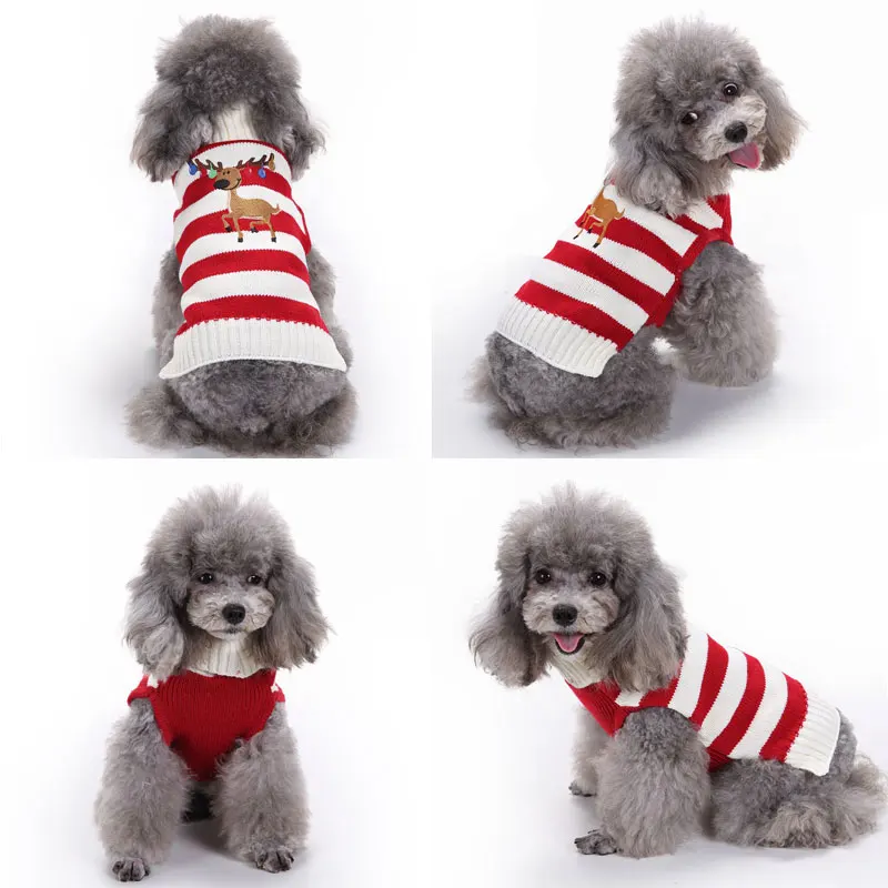 Рождественский свитер для собаки, джемпер, зимние теплые вязаные свитера с оленем, одежда для собак, Рождественский свитер с оленем, XS-L, Abrrlo