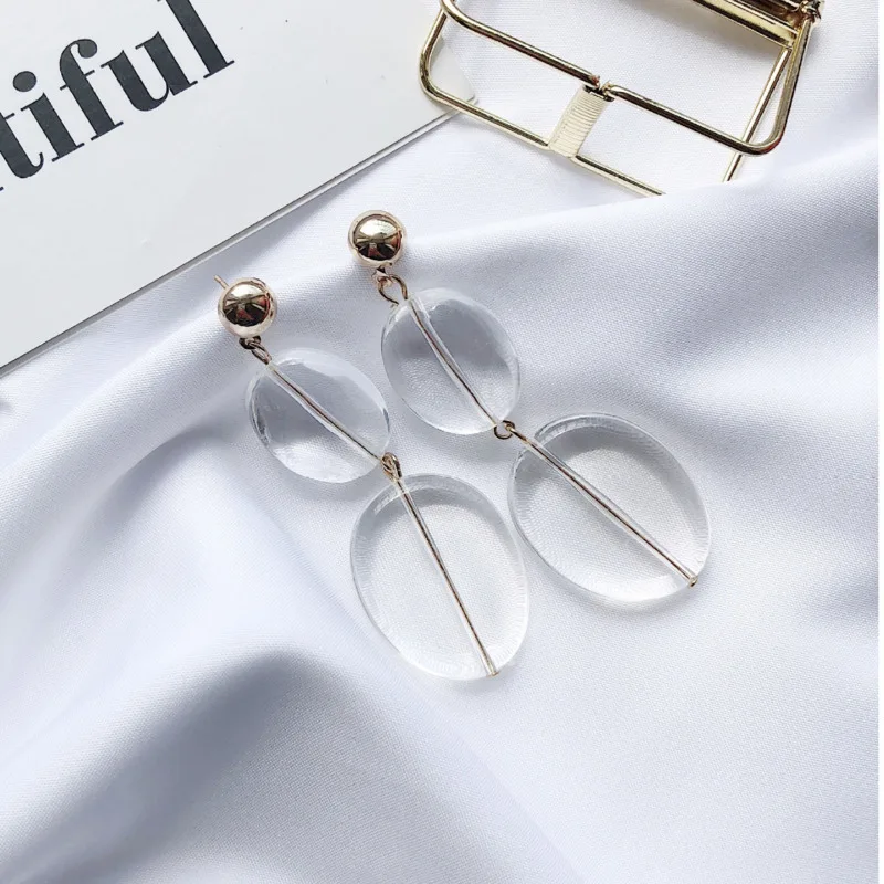 

Fashion Ins Korea Concise Temperament Exaggeration Circle Irregular Geometry Acrylic Big Long Drop Earrings For Women Jewelry