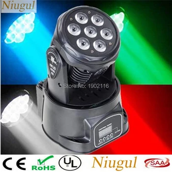 

High Brightness 7X12W Mini LED Moving Head Wash Efect Stage Light /RGBW 4in1 DMX512 LED Club party KTV Lights/Disco DJ Lighting