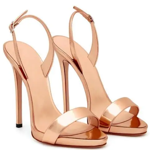 

Pointed Toe Solid Woman Sandals High Heel Color Champagne Sexy Concise Ankle Strap Thin Heels Ladies Shoes Party Thin Heels
