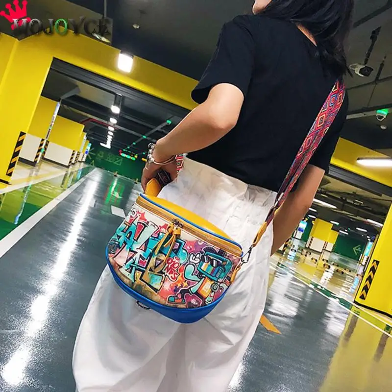 Новые модные женские сумки-мессенджеры с мультяшным принтом Сумочка с граффити мини-сумка через плечо женская сумка