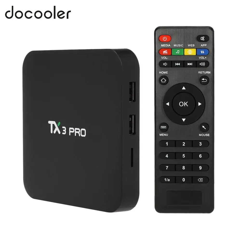 

docooler TX3 PRO TV Box Android 7.1 Amlogic S905W Quad-core 1GB/8GB Android TV Box WiFi Smart Media Player Set Top Box Smart TV