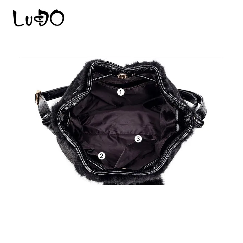  LUCDO Autumn Winter Fashion Women Shoulder Bag Ladies Crossbody Bag Leopard Plush Fur Hairy Female  - 32963166282