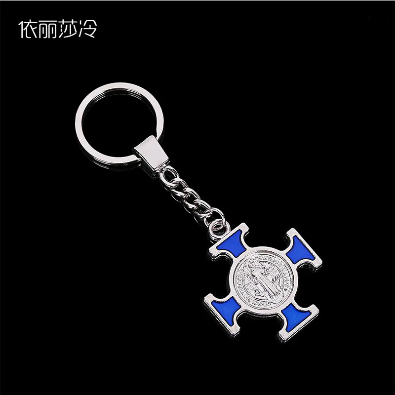 

Classic Square Cross Keychain Pendant Gift, Religious Four Corners Cross Key Chain Silver Keychain Ladies Gifts Easter Gifts