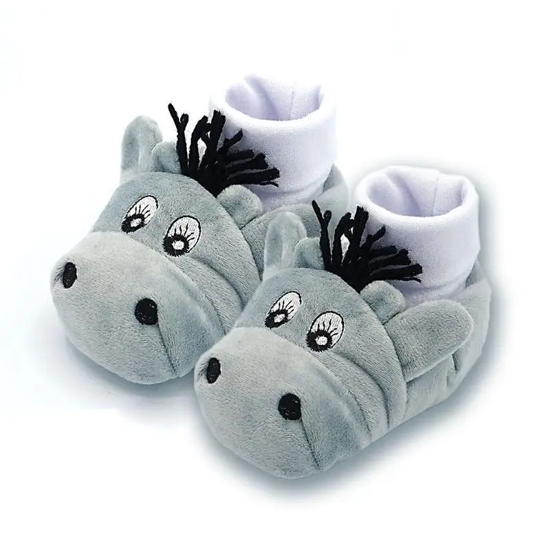 

1 Pair Fashion Cotton 0-1 Years Old Baby Toddler Shoes Soft Bottom Warm Winter Baby Shoes With Cute Hippo Style