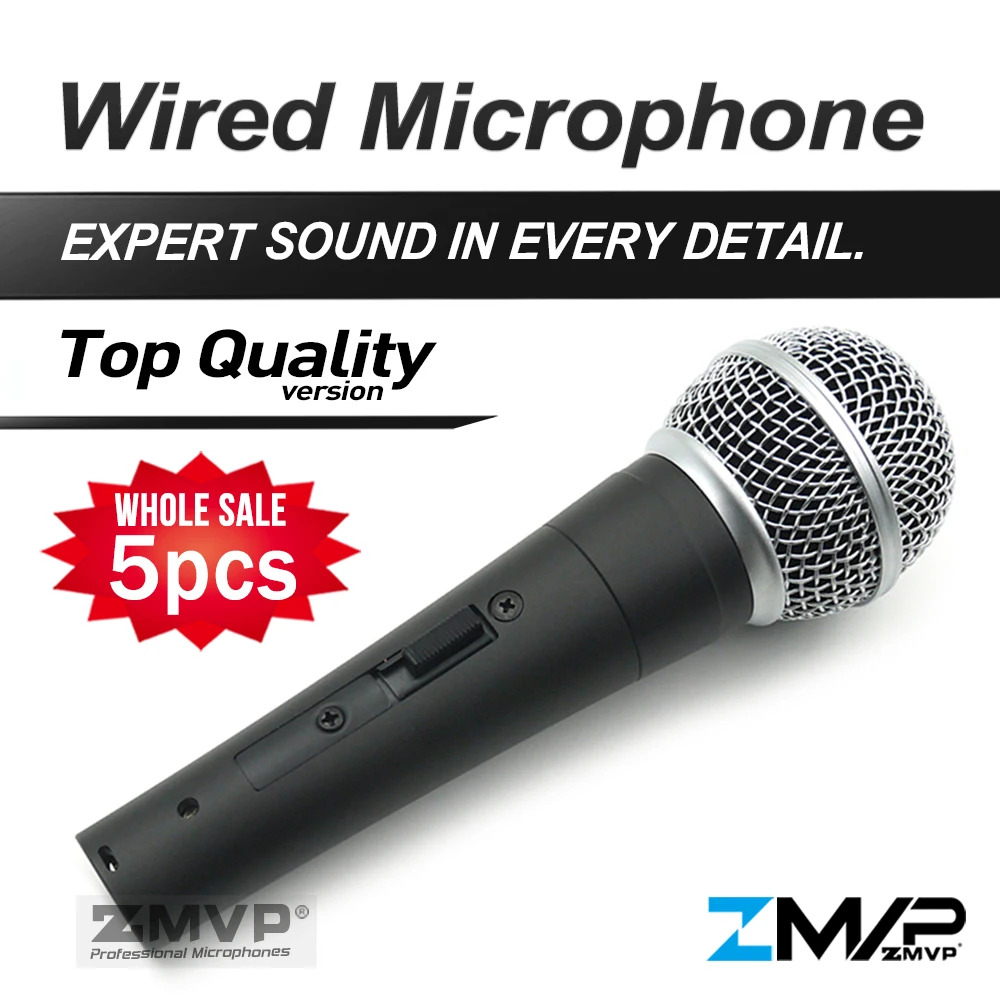 

5pcs Top Quality SM 58 SM58S Cardioid Microphone Professional Karaoke Wired SM58SK Mic Mike for Live Vocal with Real Transformer