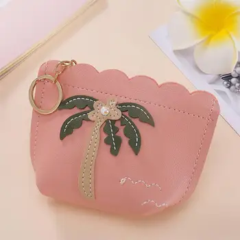 

PinShang Ladies Cute Simple Coconut Tree Embroidery Mini Short Purse