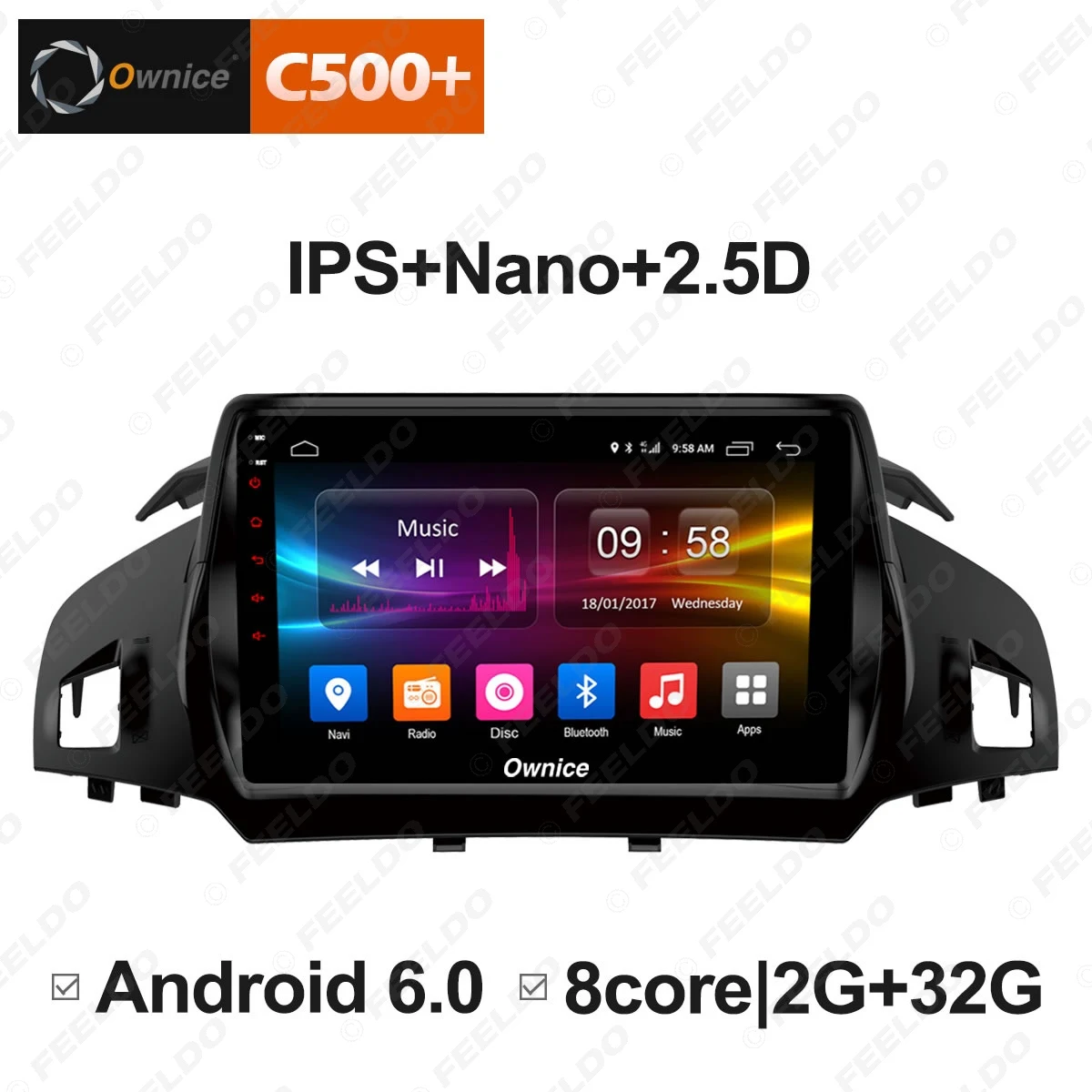 FEELDO 9 &quotAndroid 6 0 4 ядерный/DDR3 1G/16G/поддержка 4G ключ автомобильный медиаплеер для kuga