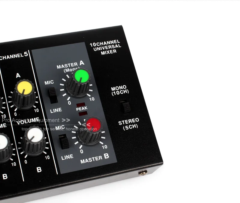 Ультра-компактный 10 каналов моно 5CH стерео аудио звуковой линии микшер микрофон микшерный пульт металлический с адаптером питания кабель