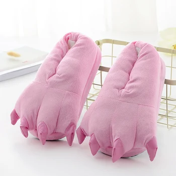 

UPUPER Soft Indoor Slippers Floor Paw Cartoon Slippers Women Child Flip Flops Funny Animal Christmas Dinosaur Claw Home Slippers