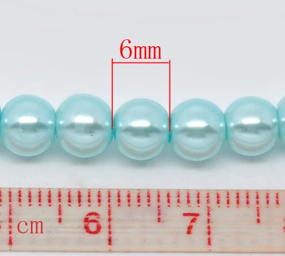 15 нитей смешанных круглых стеклянных жемчужин 6 мм бусин 3" B11377(B11377