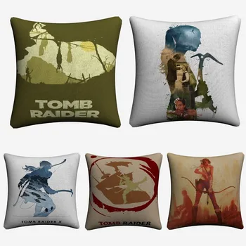

Tomb Raider Simple Vintage Silhouette Cotton Linen Cushion Cover For Sofa Seat Car 45x45cm Throw Pillow Case Home Decor Almofada