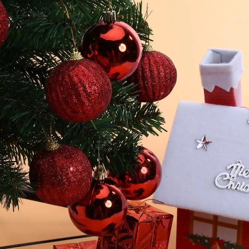 Аксессуары для украшения дома, высококачественные пластиковые украшения для рождественских шаров, рождественские принты, много коробок красного цвета