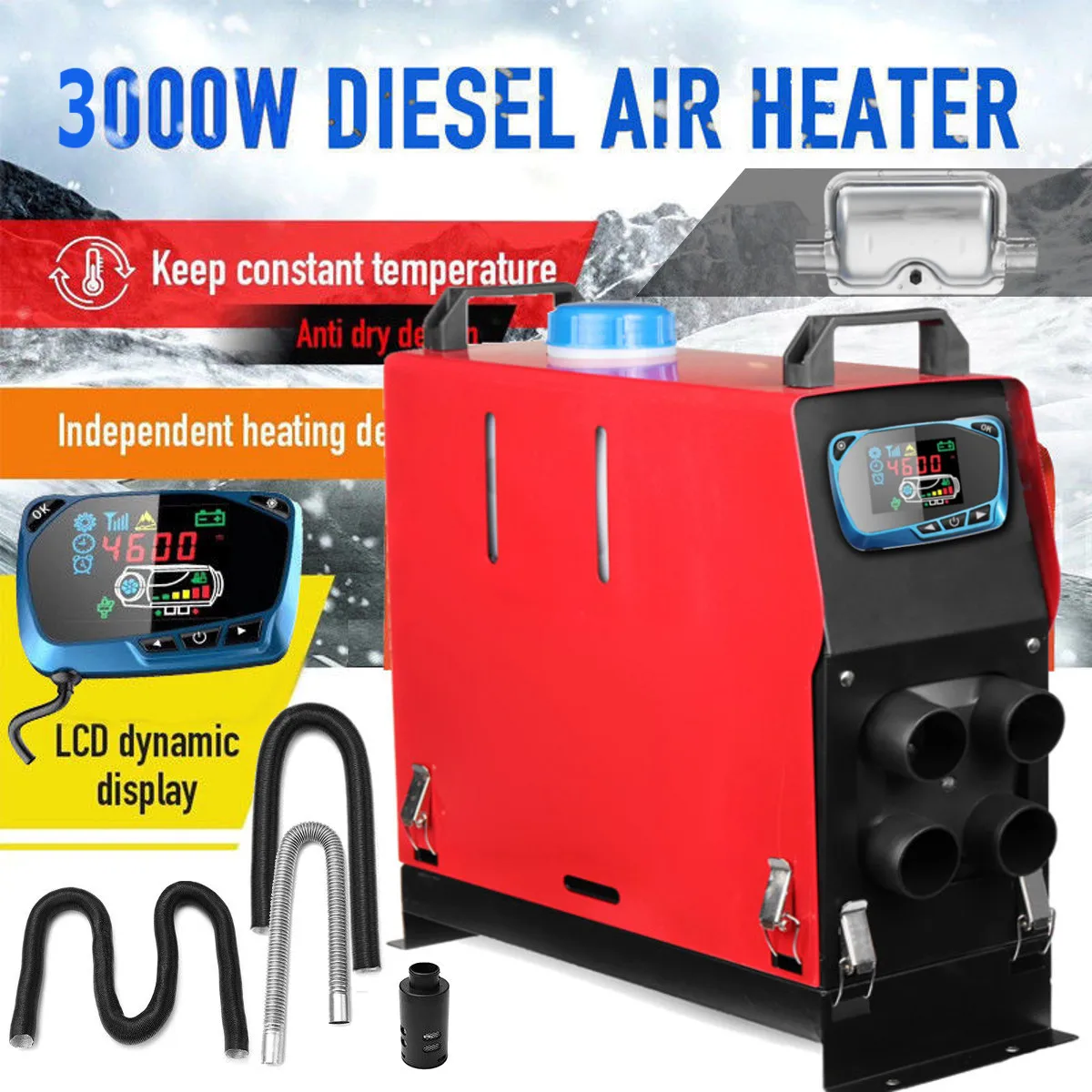 

All In One 3KW/5KW 12V Integration 4 Holes Air Diesels air parking Car Heater LCD Screen Switch + English Remote