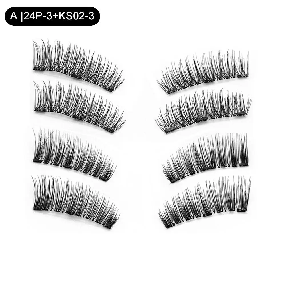 8 pcs /2 pairs of eyelashes three magnetics false eyelashes 3D magnetic eyelash set with tweezers 8 pcs /2 pairs of eyelashes three magnetics false eyelashes 3D magnetic eyelash set with tweezers