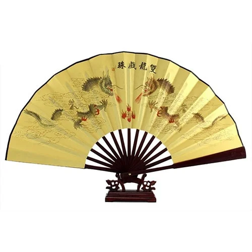 

Dragon Poem Oriental Painting Rosewood Bamboo Ribs Folding Hand Fan