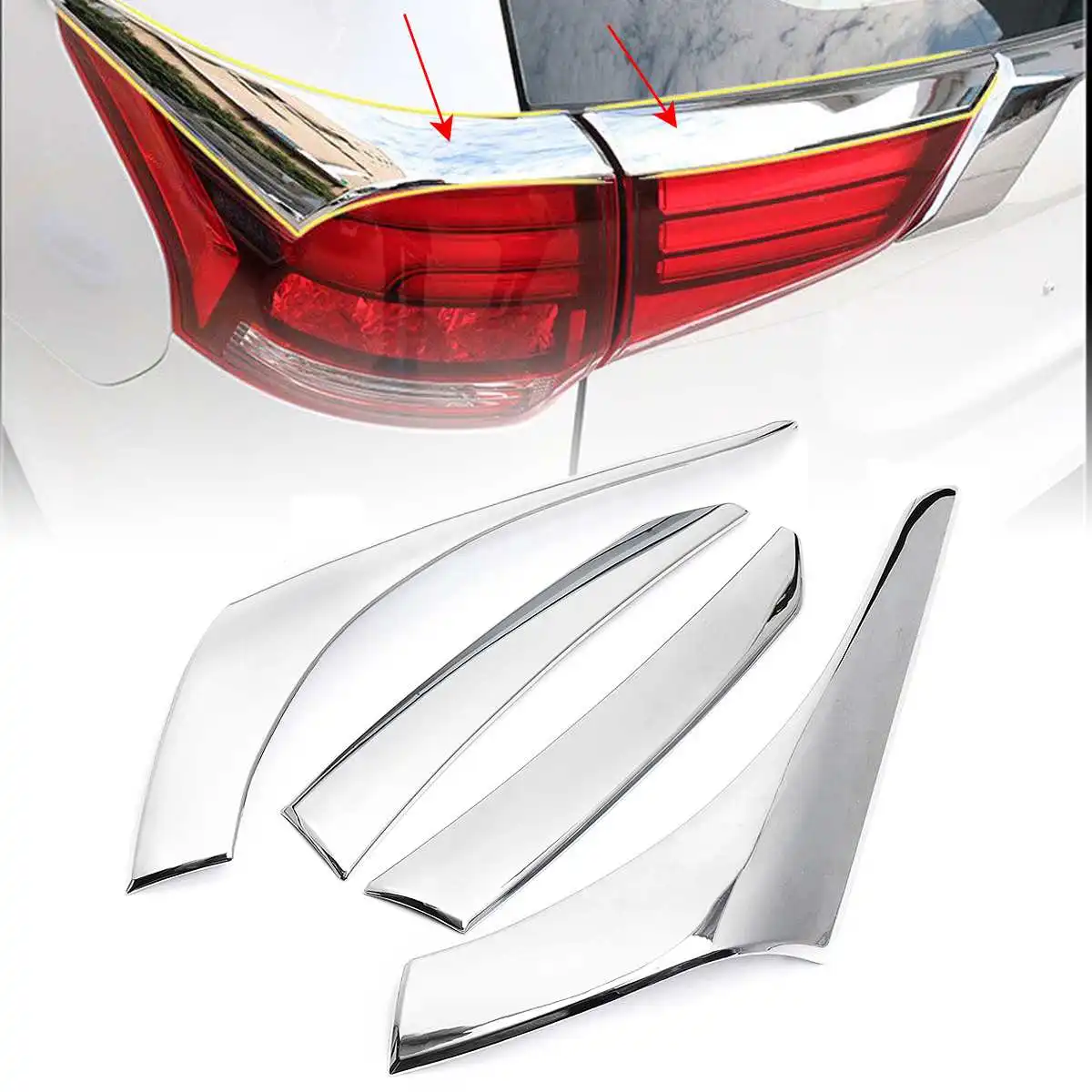 NEW 4pcs Chrome Rear Tail Light Lamp Cover Trim For Mitsubishi