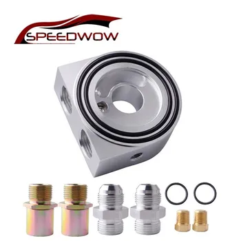 

SPEEDWOW Universal Aluminum Oil Filter Cooler Sandwich Plate Thermostat Adapter AN10 Fittings 3/4" 16-UNF Oil Filter Adapter